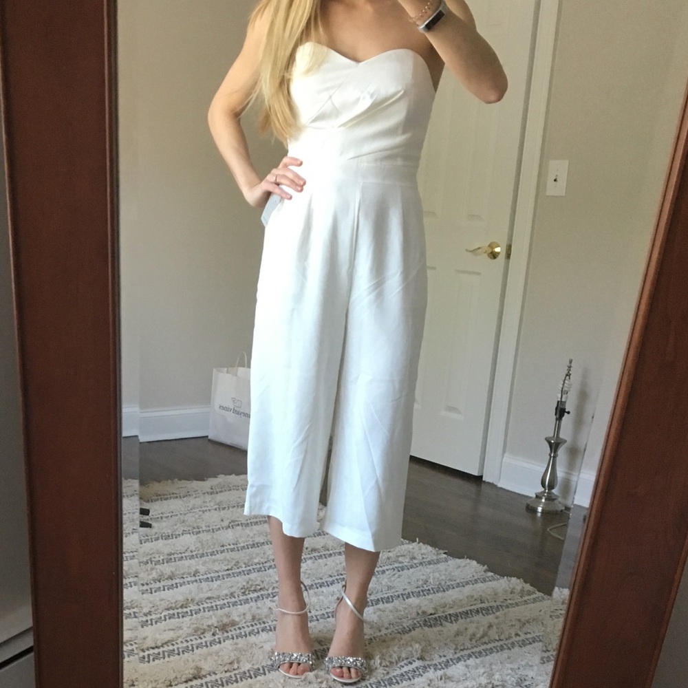 Adelyn Rae strapless white jumpsuit